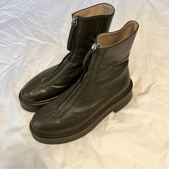 The Row Shoes - The Row Zip Boots Khaki Green Size 40